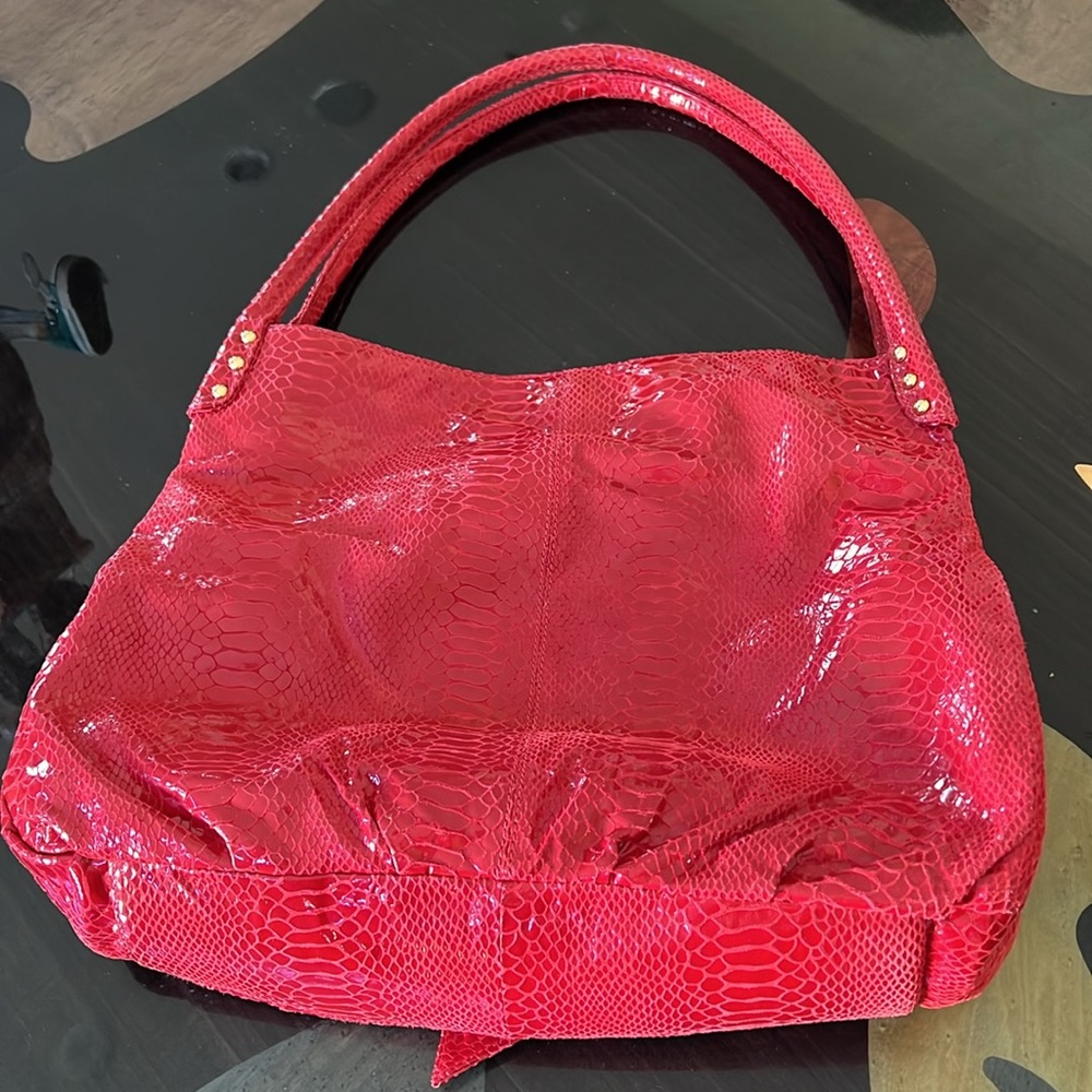 NWOT Perlina Studio Coated Suede Snakeskin Purse - Picture 11 of 15